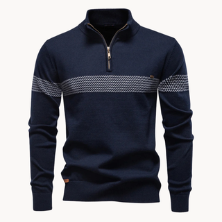 Heritage stripe cosy knit jumper for men | Durham -1