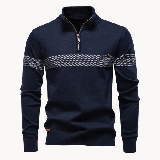 Heritage stripe cosy knit jumper for men | Durham -1