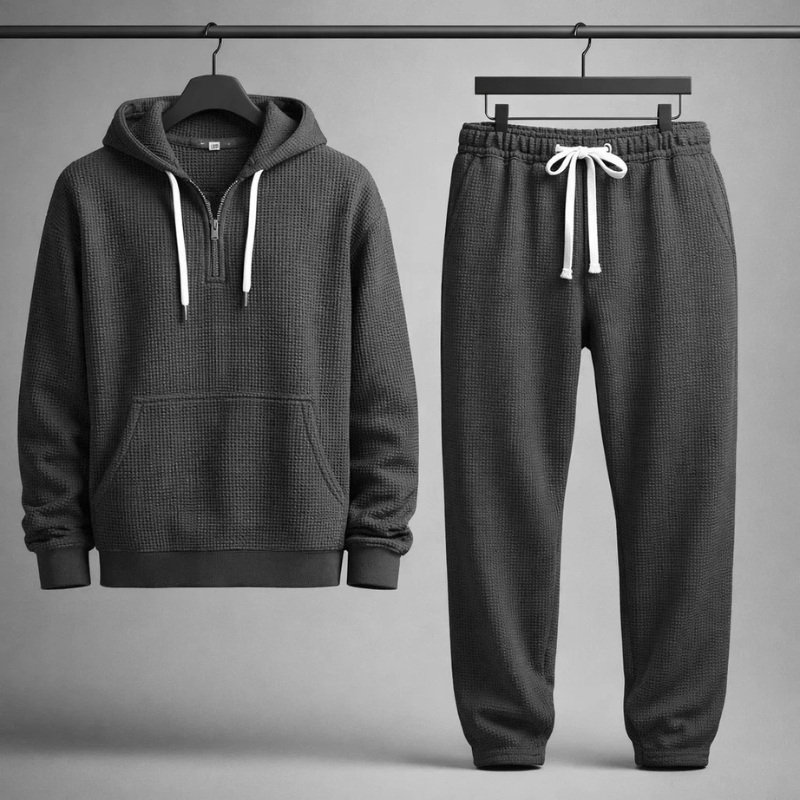 Relaxed waffle-knit matching set for men | Hudson -11