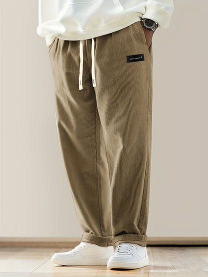 Relaxed corduroy drawstring casual trousers for men | Ellison -5