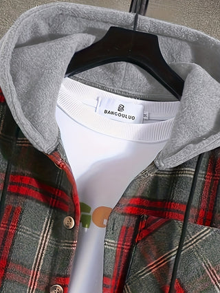 Norvane | Plaid Hooded Button Front Jacket with Pocket