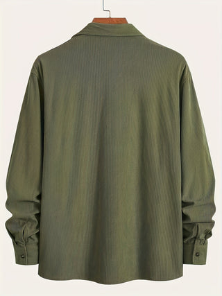 Textured casual button-up overshirt for men | Ellison Cord -14