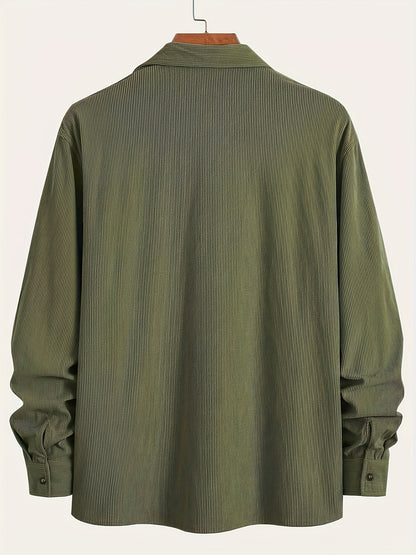 Textured casual button-up overshirt for men | Ellison Cord -14