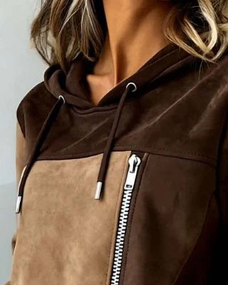 Varelle | Women's Color Block Zip Up Hoodie with Drawstring