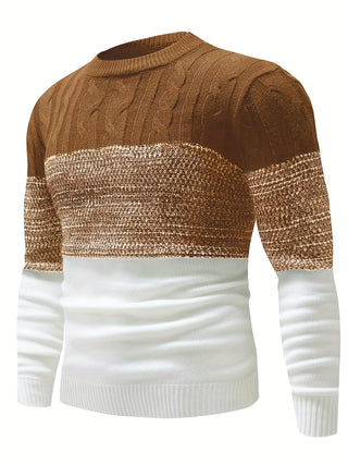 Valren | Men's Color Block Crew Neck Knit Sweater