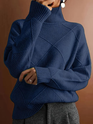 Mirelle | Women's Textured Turtleneck Diamond Knit Sweater
