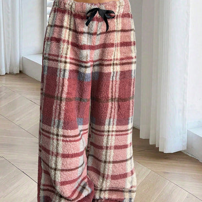 Fern | Women's Plaid Fleece Wide Leg Sweatpant