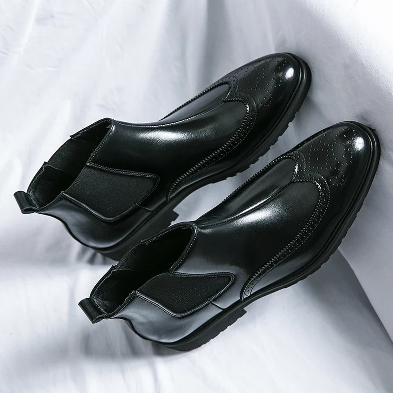 Genuine leather brogue-detail Chelsea boots for men | Alden -15
