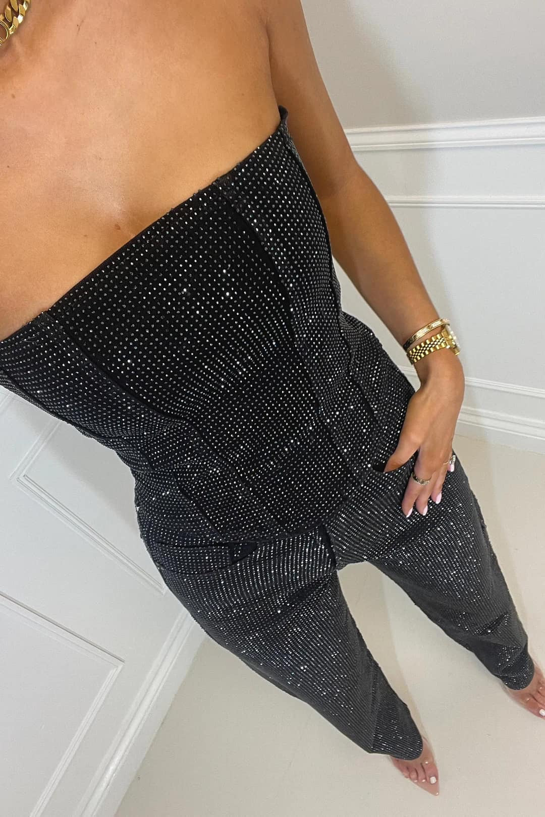 Strapless wide-leg chic everyday jumpsuit for women | Widewear -4
