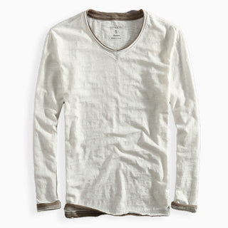 Minimalist long-sleeve V-neck everyday tee for men | Haruto -4