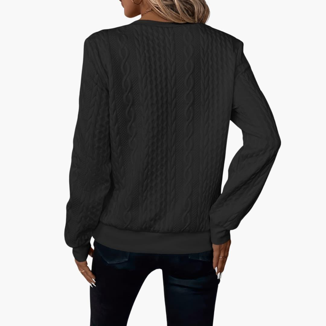 Cable-knit zip-neckline cosy pullover for women | Marvella -9