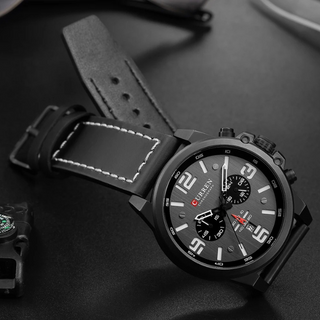 Chronograph leather-strap classic watch for men | The Hudson Classic -8