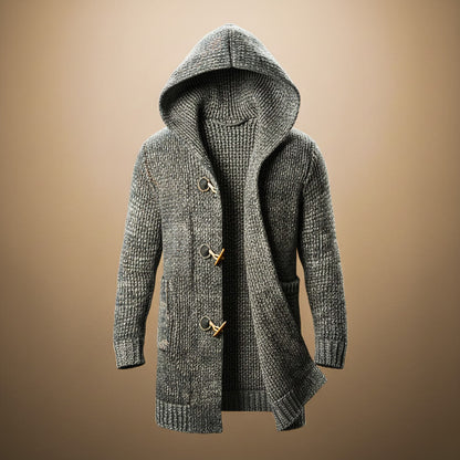 Hooded ribbed knit everyday cardigan for men | Adrian -3
