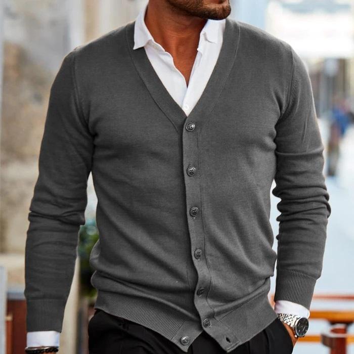 Alaric | Men's V Neck Button Front Cardigan