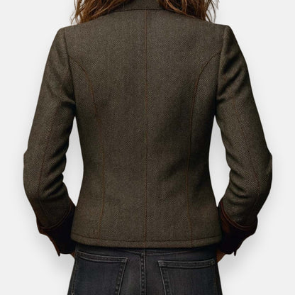 Simone | Women's Velvet Trim Tweed Jacket