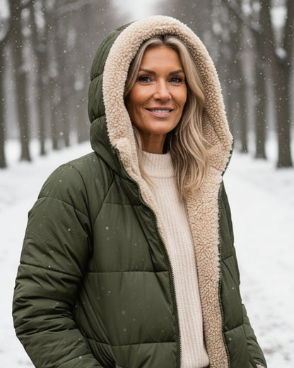 Cosy sherpa hooded winter coat for women | Eleanor -8