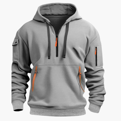 Half-zip hooded pullover with zip pockets for men | Norven -3