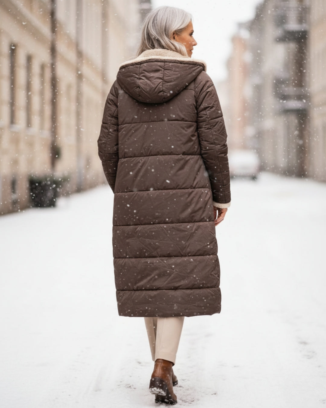 Cosy sherpa hooded winter coat for women | Eleanor -5