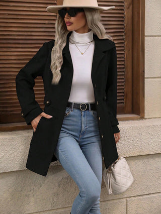 Mirevane | Women's Wool Blend Belted Trench Coat with Collar