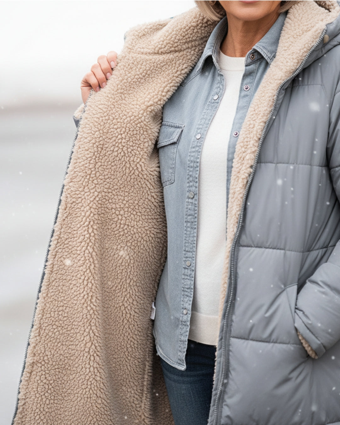 Cosy sherpa hooded winter coat for women | Eleanor -16