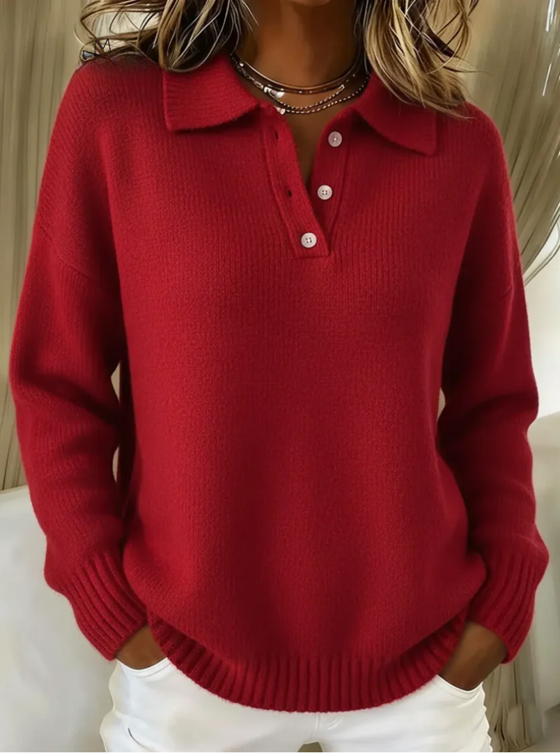 Soft knit polo everyday jumper for women | Olivia -3