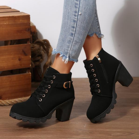 Chic chunky lace-up ankle boots for women | Katni -1