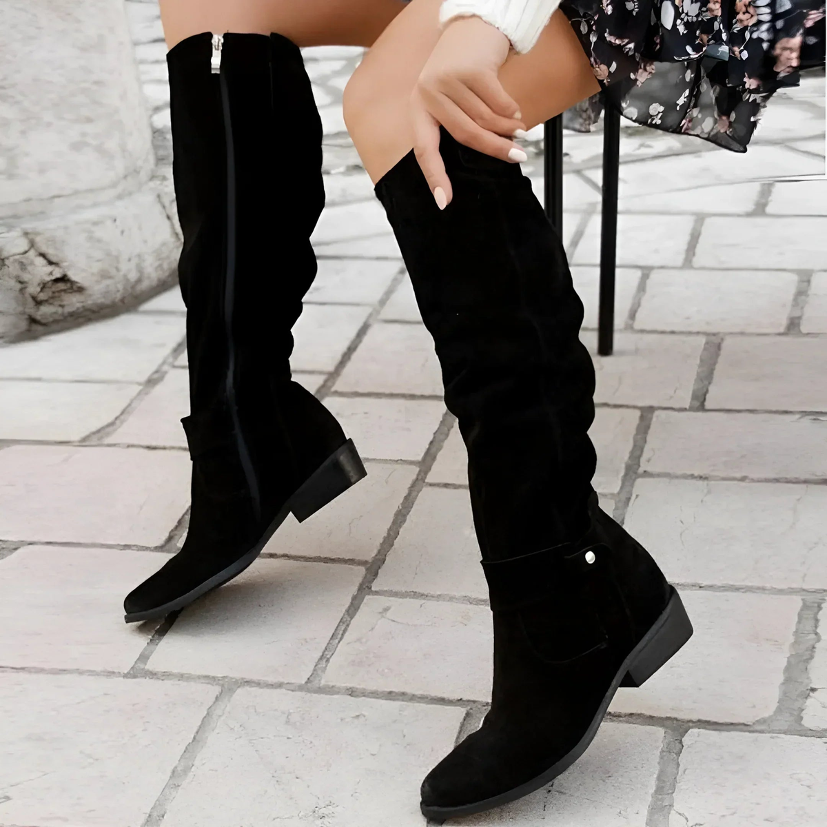 Madeleine | Women's Suede Knee High Block Heel Boot