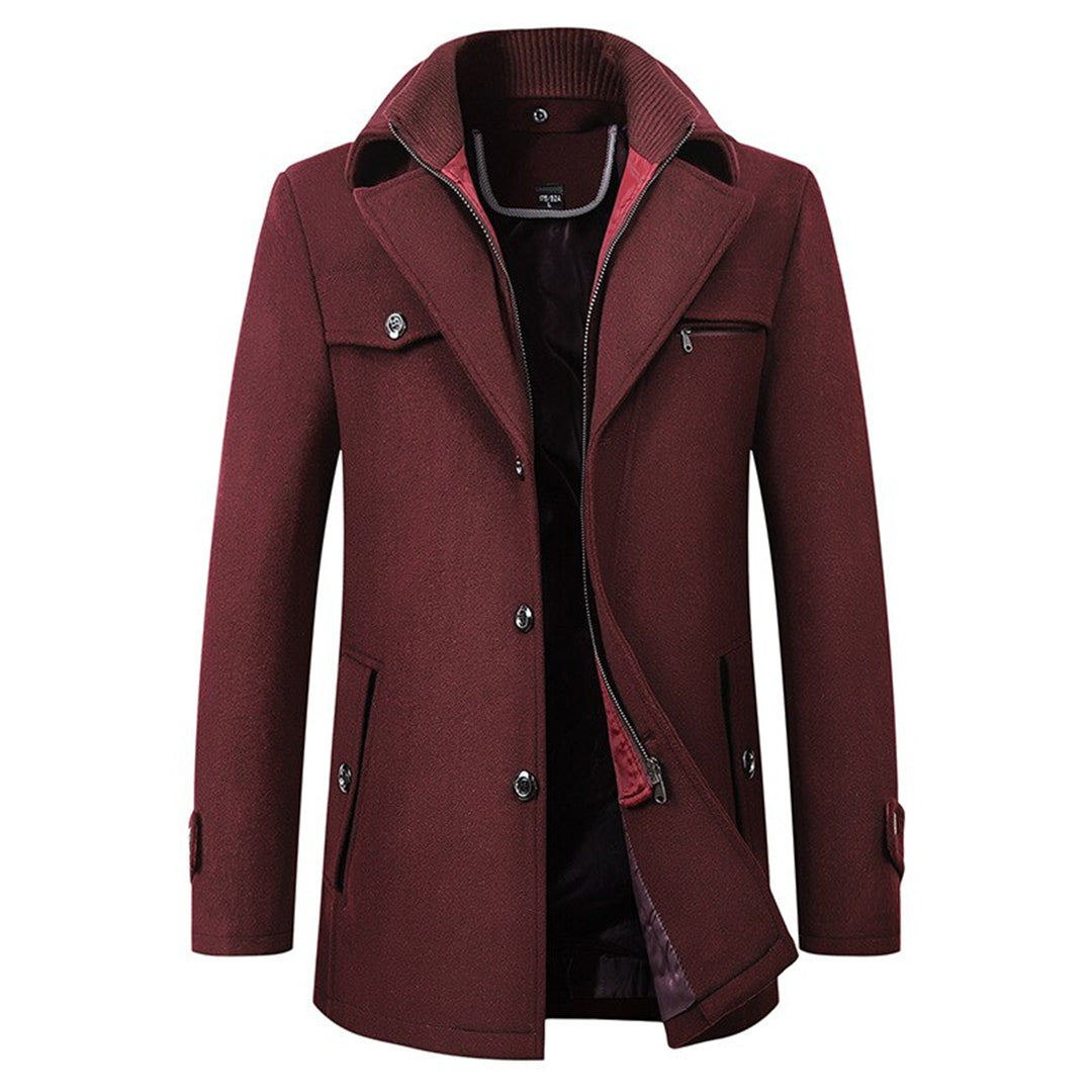Slim-fit stand-collar long winter overcoat for men | Soprabito -2