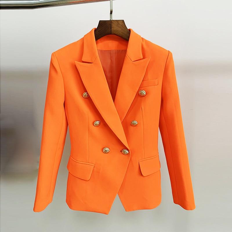 Double-breasted gold-button tailored blazer for women | Vivienne -20
