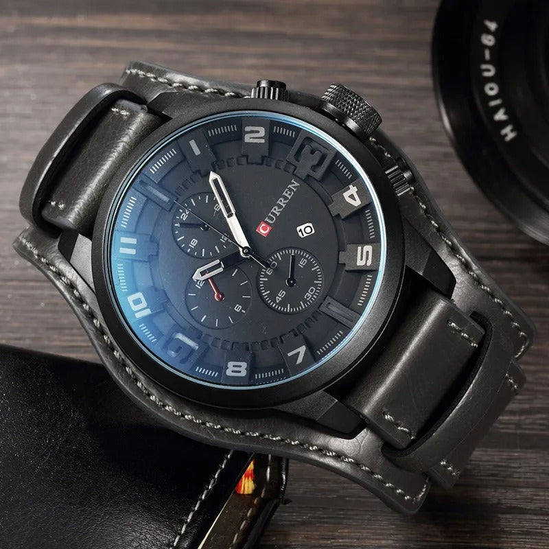 Leather-strap chronograph calendar watch for men | Legacy -3