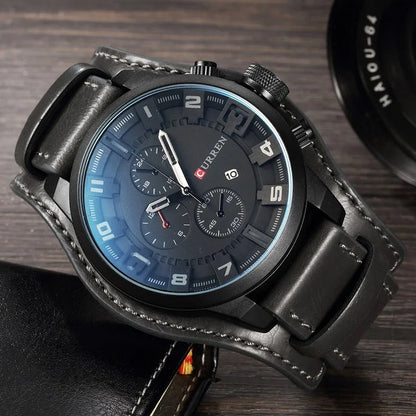 Leather-strap chronograph calendar watch for men | Legacy -3