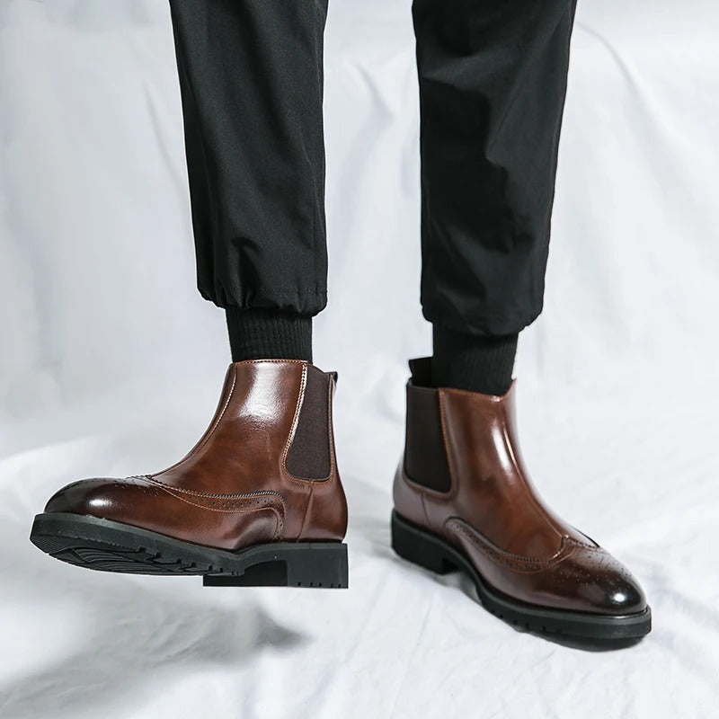 Genuine leather brogue-detail Chelsea boots for men | Alden -14
