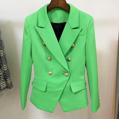 Double-breasted gold-button tailored blazer for women | Vivienne -21