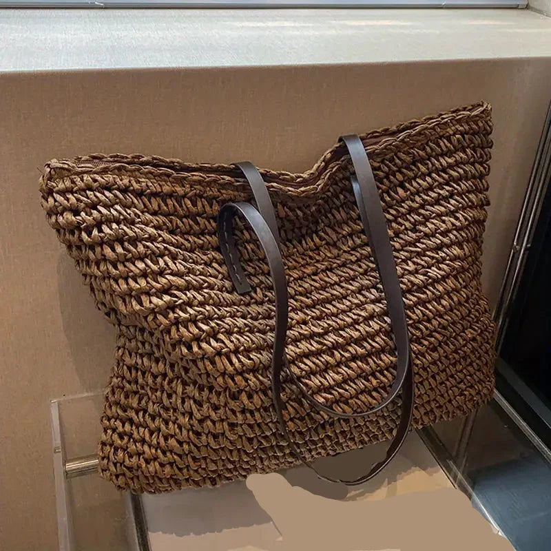 Marigold | Woven Straw Beach Tote Bag