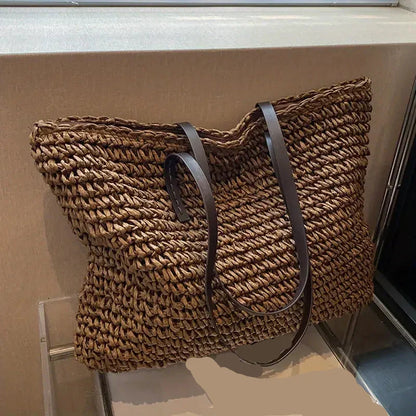 Marigold | Woven Straw Beach Tote Bag