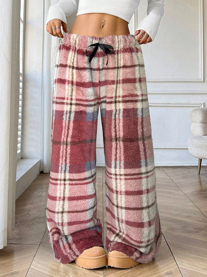 Fern | Women's Plaid Fleece Wide Leg Sweatpant
