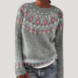 Colourful patterned winter knit jumper for women | Patterned -2