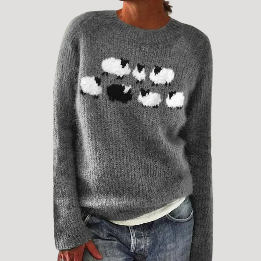 Colourful patterned winter knit jumper for women | Patterned -3