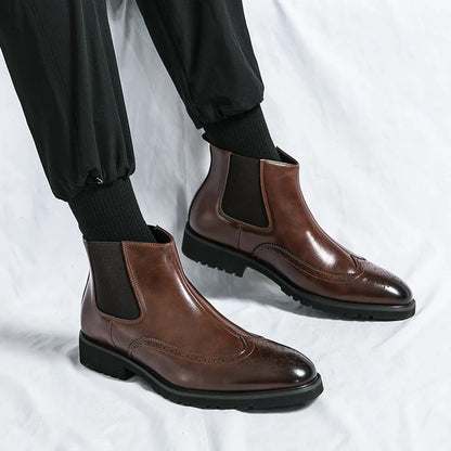 Genuine leather brogue-detail Chelsea boots for men | Alden -12