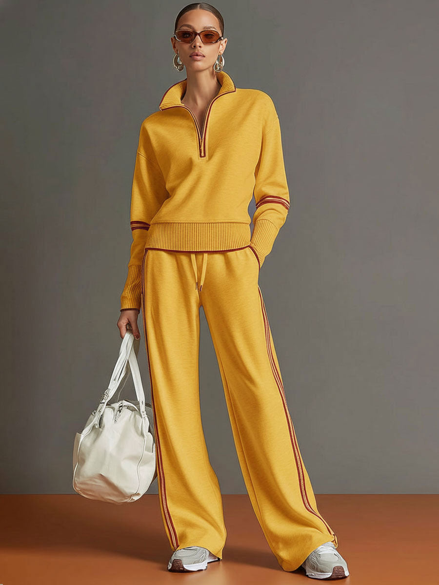 Sport luxe half-zip two-piece set for women | Zerina -12