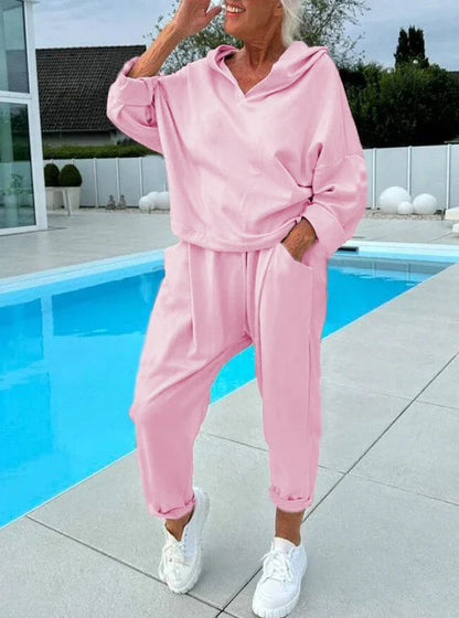 Cosy hooded sweatshirt everyday loungewear set for women | Hazel -7