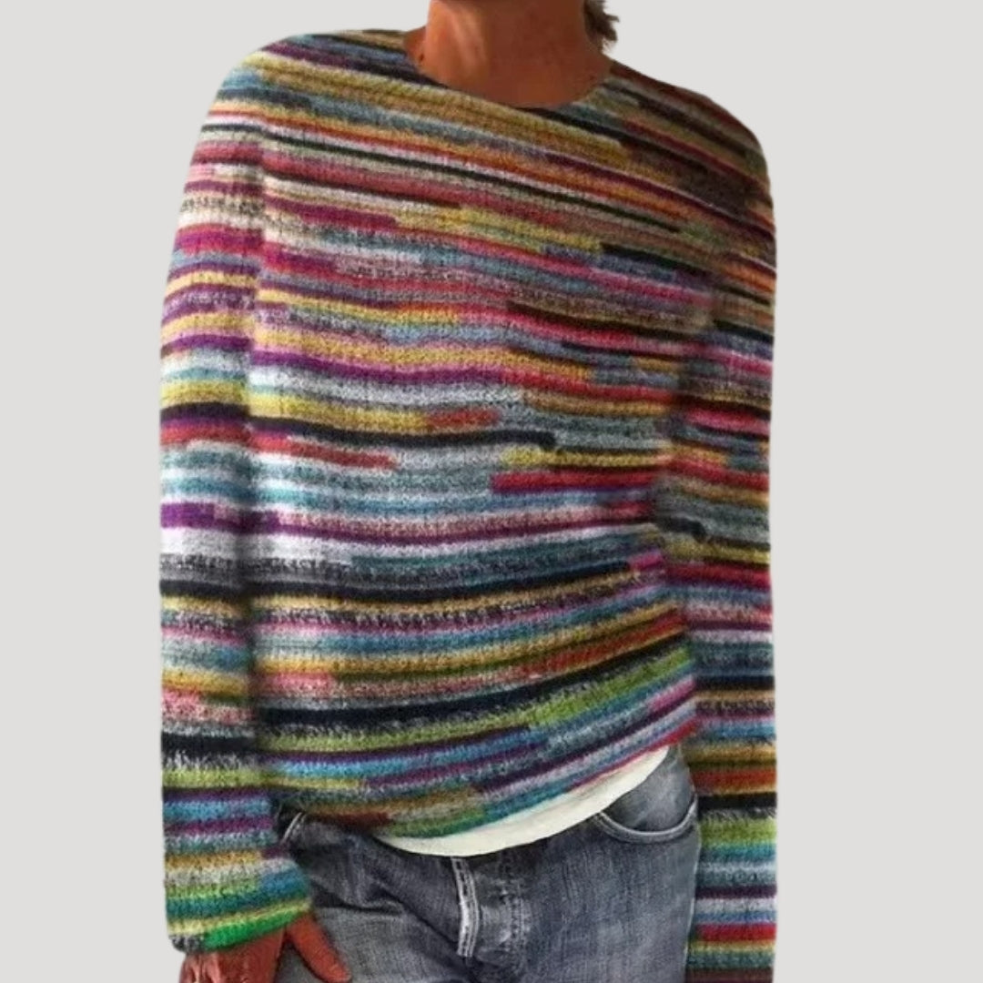 Colourful patterned winter knit jumper for women | Patterned -7