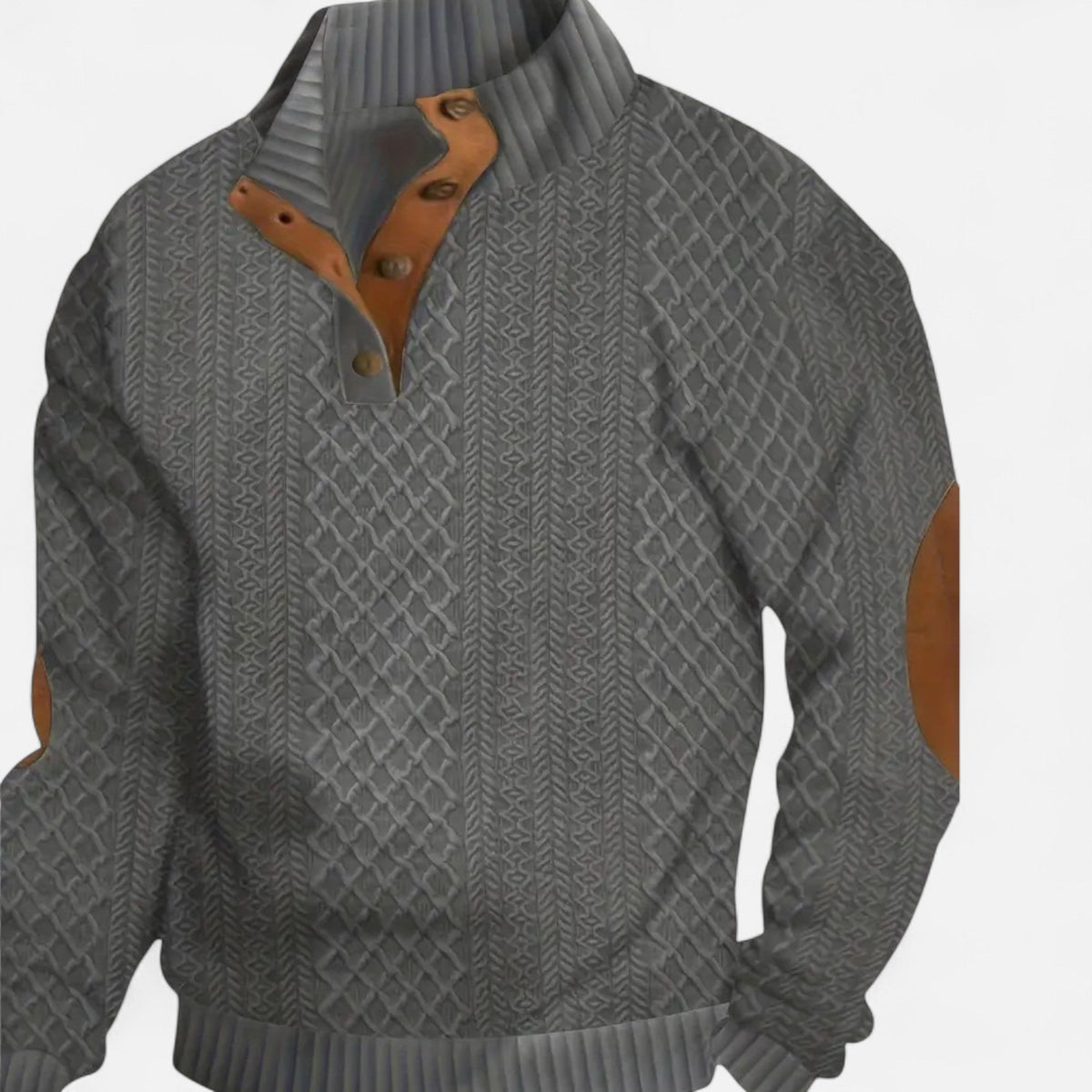 Zephyrine | Men's Textured Knit Button Collar Pullover