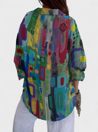 Printed button-up everyday blouse for women | Roseline -2