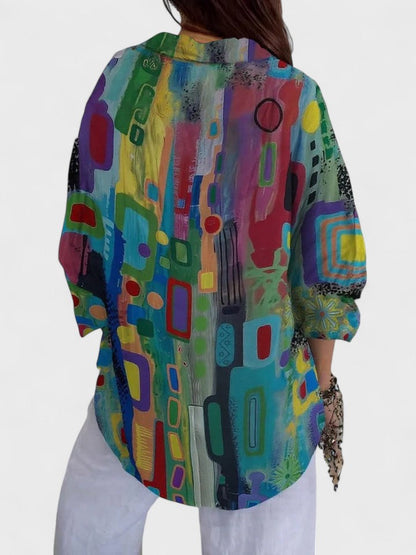 Printed button-up everyday blouse for women | Roseline -2