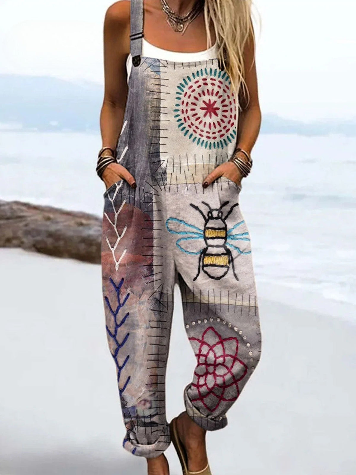Maya | Women's Bee Print Graphic Overall