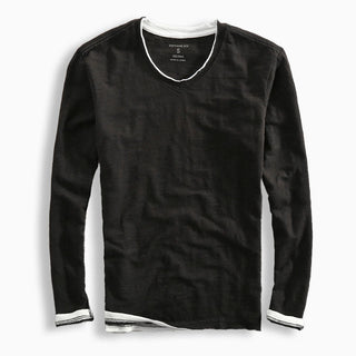 Minimalist long-sleeve V-neck everyday tee for men | Haruto -3
