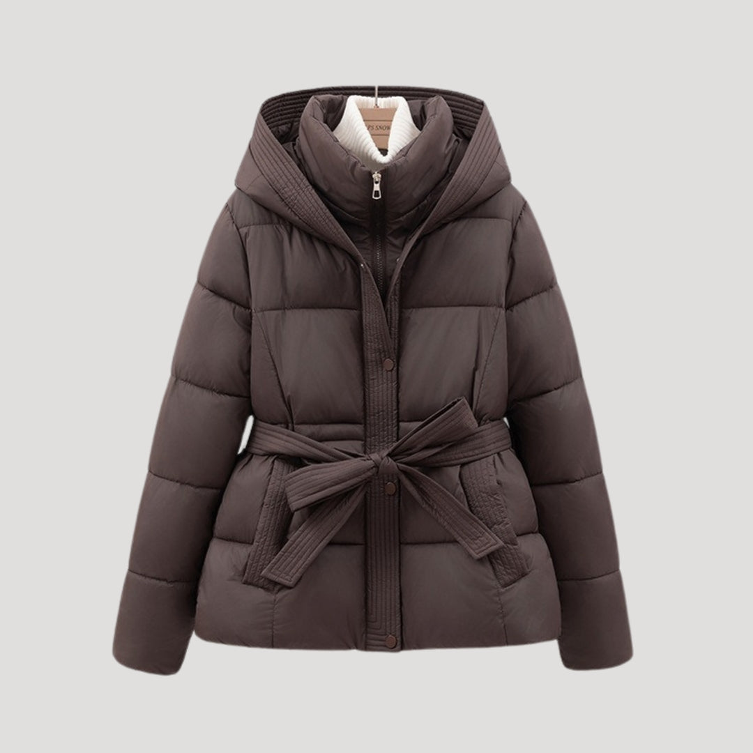 Belted hooded puffer coat for women | Puffette -1