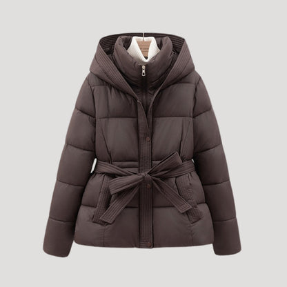 Belted hooded puffer coat for women | Puffette -1