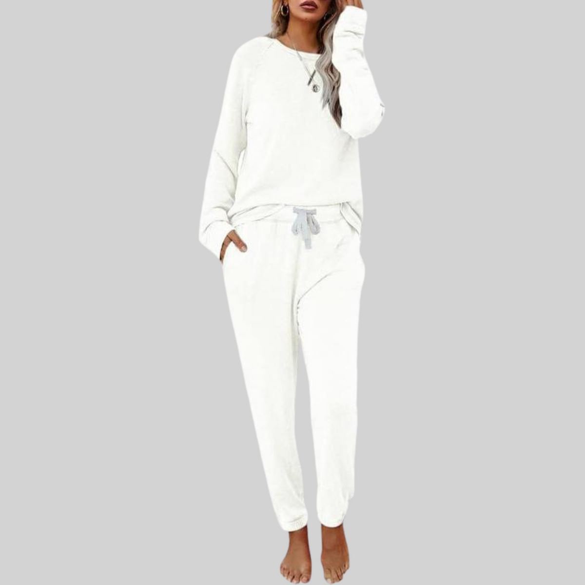 Casual long-sleeve and sweatpants everyday set for women | Jocelyn -2